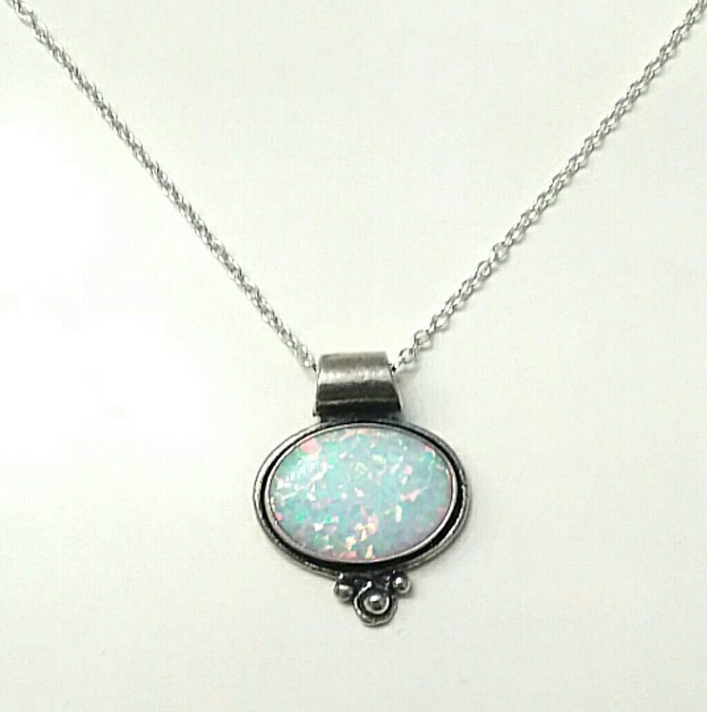 ❤️ Vintage Fire Opal Sterling Silver Necklace ❤️